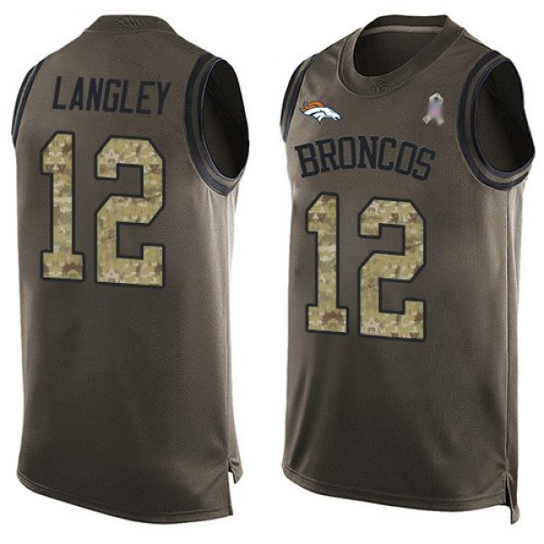 Nike Broncos #12 Brendan Langley Green Men's Stitched NFL Limited Salute To Service Tank Top Jersey
