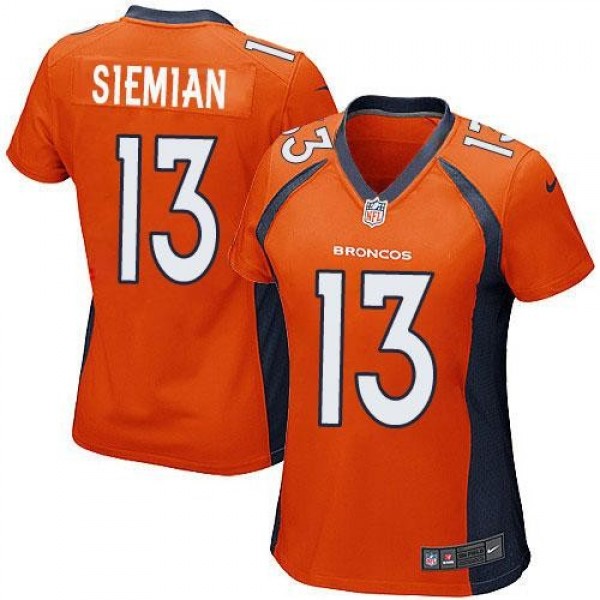 Women's Broncos #13 Trevor Siemian Orange Team Color Stitched NFL New Elite Jersey