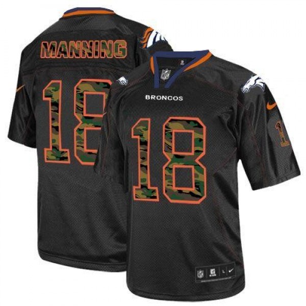 Nike Broncos #18 Peyton Manning Black Men's Stitched NFL Elite Camo Fashion Jersey