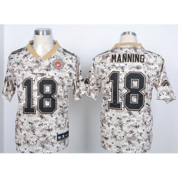 Nike Broncos #18 Peyton Manning Camo USMC Men's Stitched NFL Elite Jersey