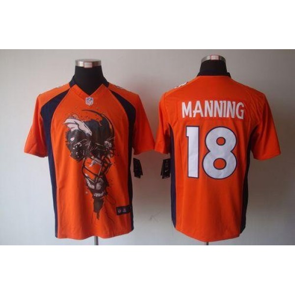 Nike Broncos #18 Peyton Manning Orange Team Color Men's Stitched NFL Helmet Tri-Blend Limited Jersey