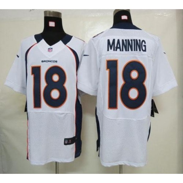 Nike Broncos #18 Peyton Manning White Men's Stitched NFL Elite Jersey