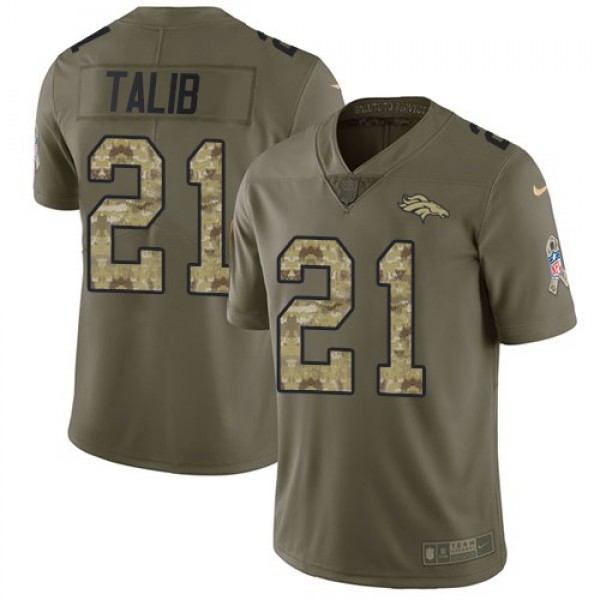 Nike Broncos #21 Aqib Talib Olive/Camo Men's Stitched NFL Limited 2017 Salute To Service Jersey