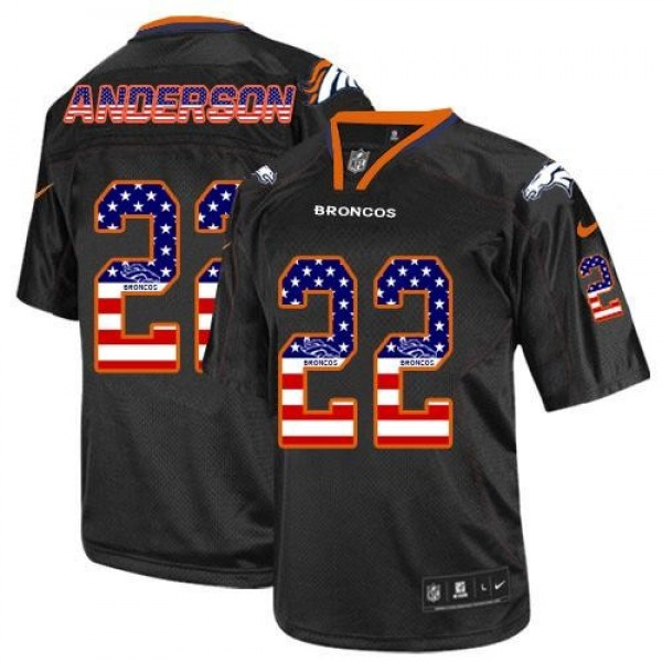 Nike Broncos #22 C.J. Anderson Black Men's Stitched NFL Elite USA Flag Fashion Jersey