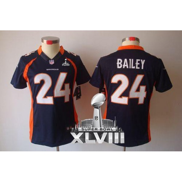 Women's Broncos #24 Champ Bailey Blue Alternate Super Bowl XLVIII Stitched NFL Limited Jersey