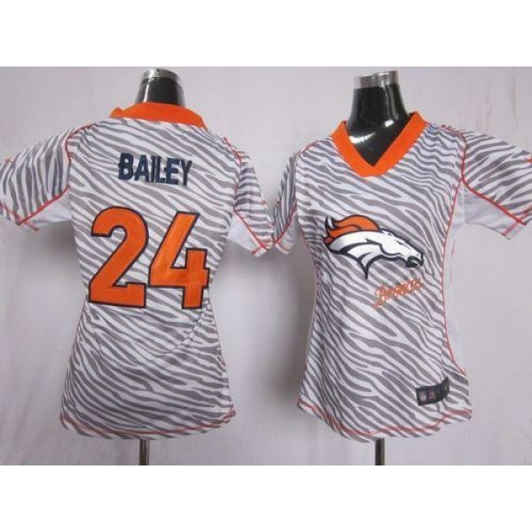 Women's Broncos #24 Champ Bailey Zebra Stitched NFL Elite Jersey