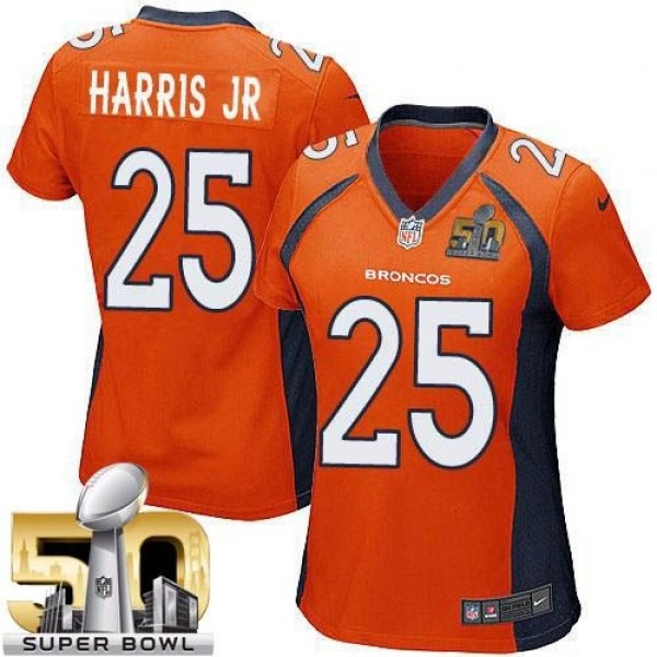 Women's Broncos #25 Chris Harris Jr Orange Team Color Super Bowl 50 Stitched NFL New Elite Jersey