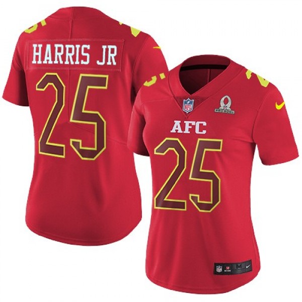 Women's Broncos #25 Chris Harris Jr Red Stitched NFL Limited AFC 2017 Pro Bowl Jersey