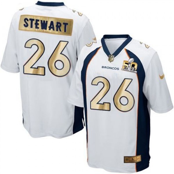 Nike Broncos #26 Darian Stewart White Men's Stitched NFL Game Super Bowl 50 Collection Jersey