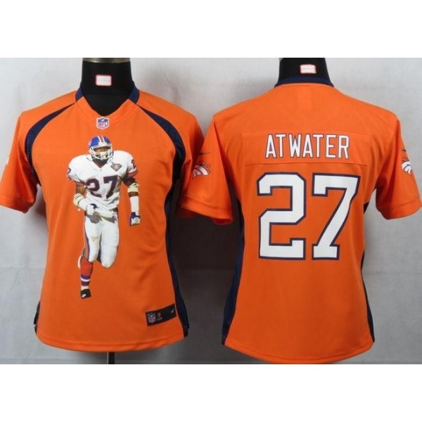 Women's Broncos #27 Steve Atwater Orange Team Color Portrait NFL Game Jersey