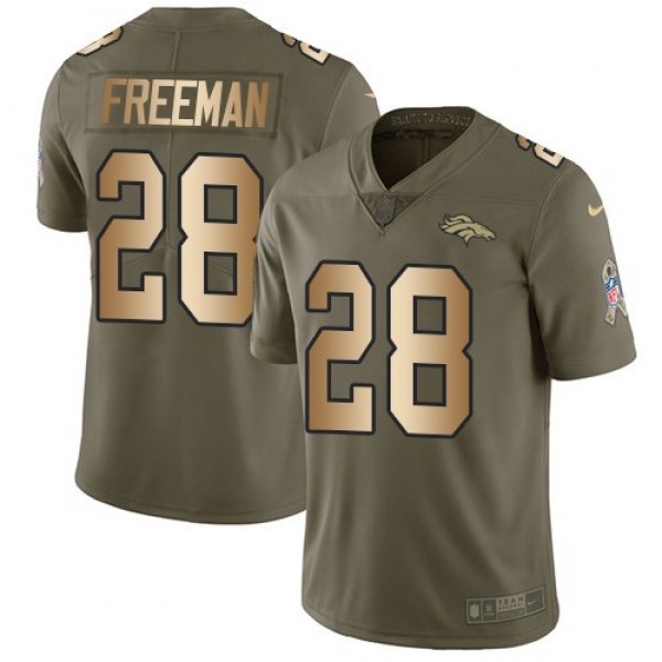 Nike Broncos #28 Royce Freeman Olive/Gold Men's Stitched NFL Limited 2017 Salute To Service Jersey