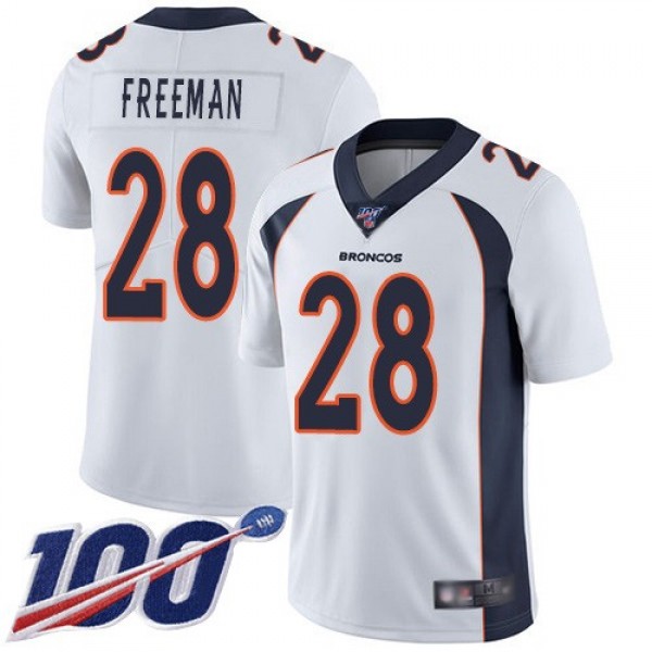 Nike Broncos #28 Royce Freeman White Men's Stitched NFL 100th Season Vapor Limited Jersey