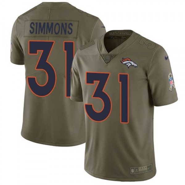 Nike Broncos #31 Justin Simmons Olive Men's Stitched NFL Limited 2017 Salute To Service Jersey