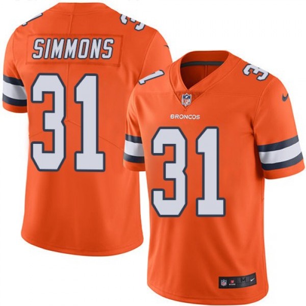 Nike Broncos #31 Justin Simmons Orange Men's Stitched NFL Limited Rush Jersey