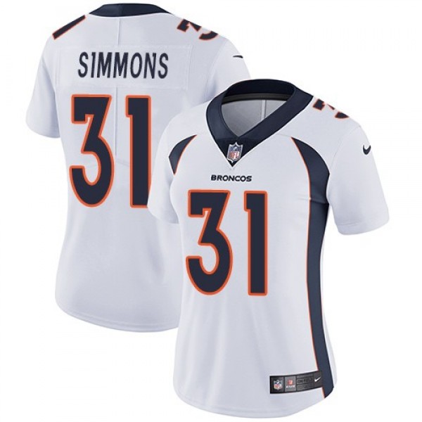 Women's Broncos #31 Justin Simmons White Stitched NFL Vapor Untouchable Limited Jersey