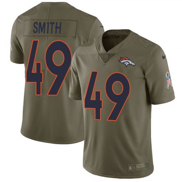Nike Broncos #49 Dennis Smith Olive Men's Stitched NFL Limited 2017 Salute to Service Jersey