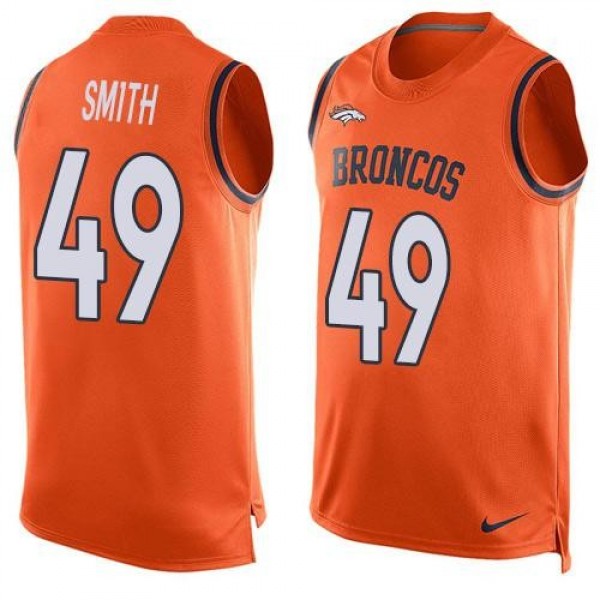 Nike Broncos #49 Dennis Smith Orange Team Color Men's Stitched NFL Limited Tank Top Jersey