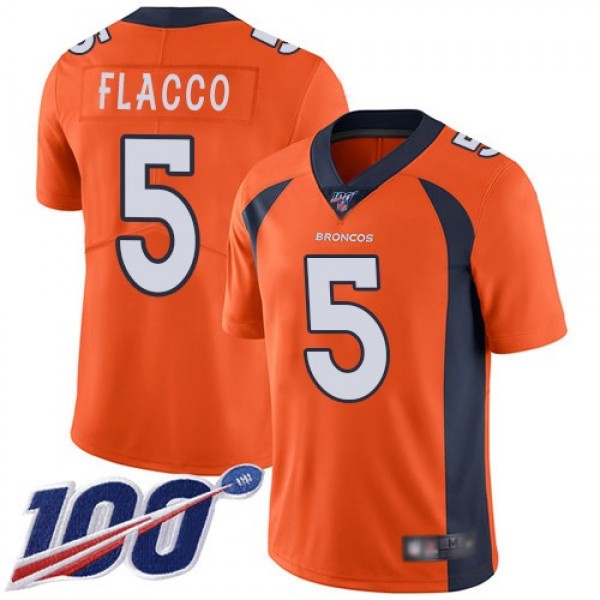 Nike Broncos #5 Joe Flacco Orange Team Color Men's Stitched NFL 100th Season Vapor Limited Jersey