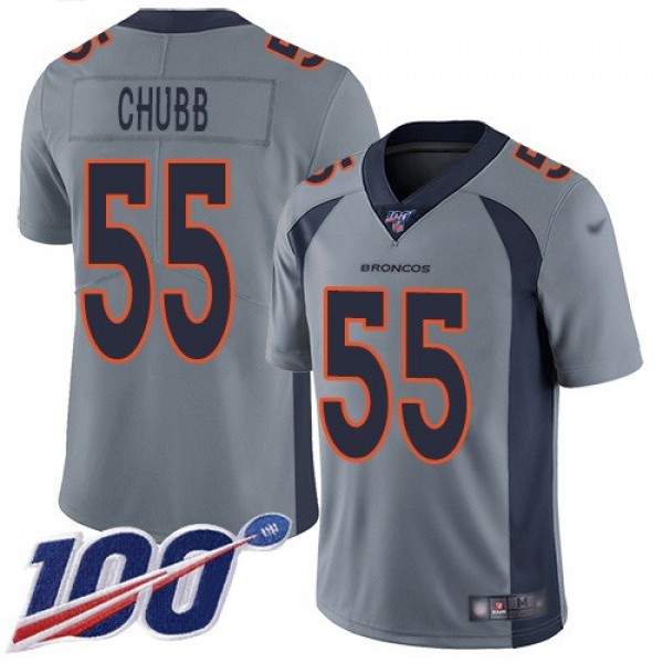 Nike Broncos #55 Bradley Chubb Gray Men's Stitched NFL Limited Inverted Legend 100th Season Jersey