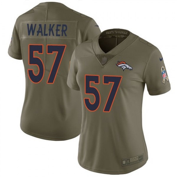Women's Broncos #57 Demarcus Walker Olive Stitched NFL Limited 2017 Salute to Service Jersey