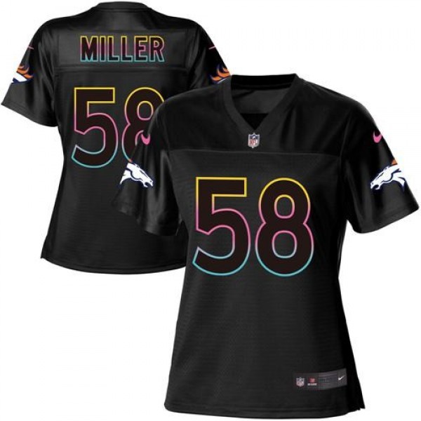 Women's Broncos #58 Von Miller Black NFL Game Jersey
