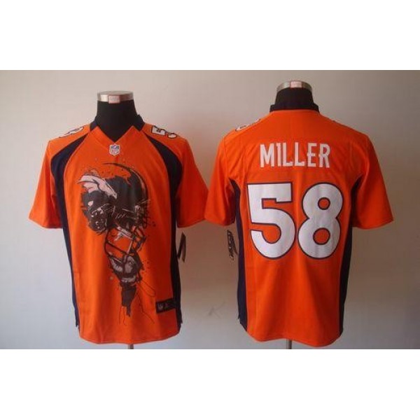 Nike Broncos #58 Von Miller Orange Team Color Men's Stitched NFL Helmet Tri-Blend Limited Jersey