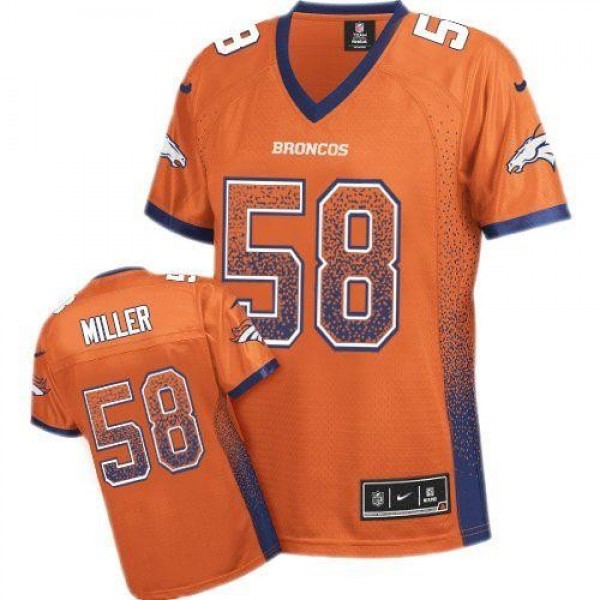 Women's Broncos #58 Von Miller Orange Team Color Stitched NFL Elite Drift Jersey