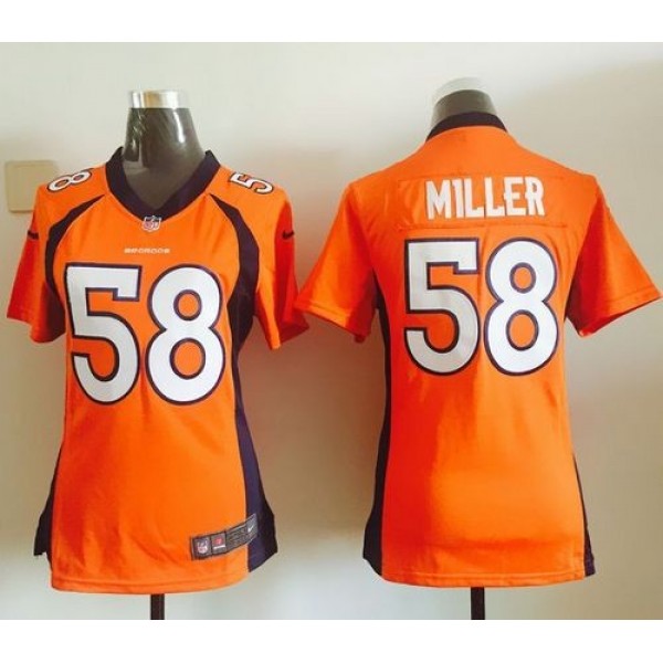 Women's Broncos #58 Von Miller Orange Team Color Stitched NFL Elite Jersey