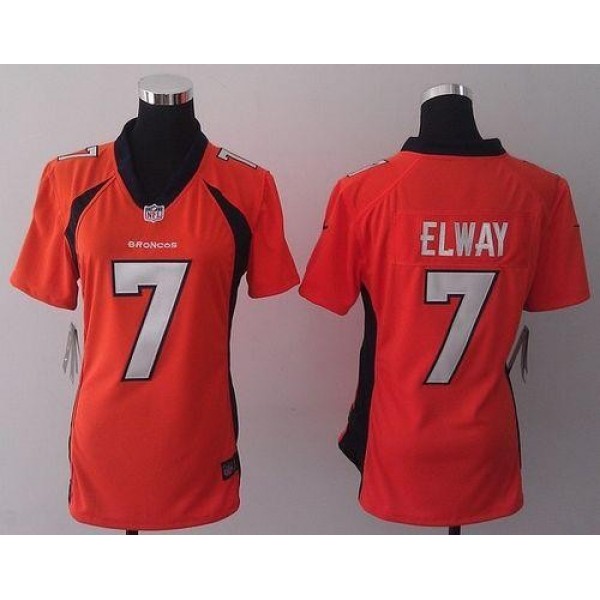 Women's Broncos #7 John Elway Orange Team Color Stitched NFL New Elite Jersey