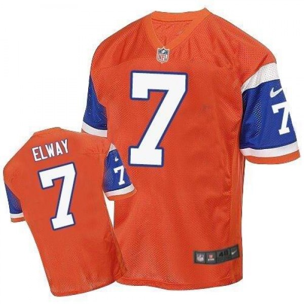 Nike Broncos #7 John Elway Orange Throwback Men's Stitched NFL Elite Jersey