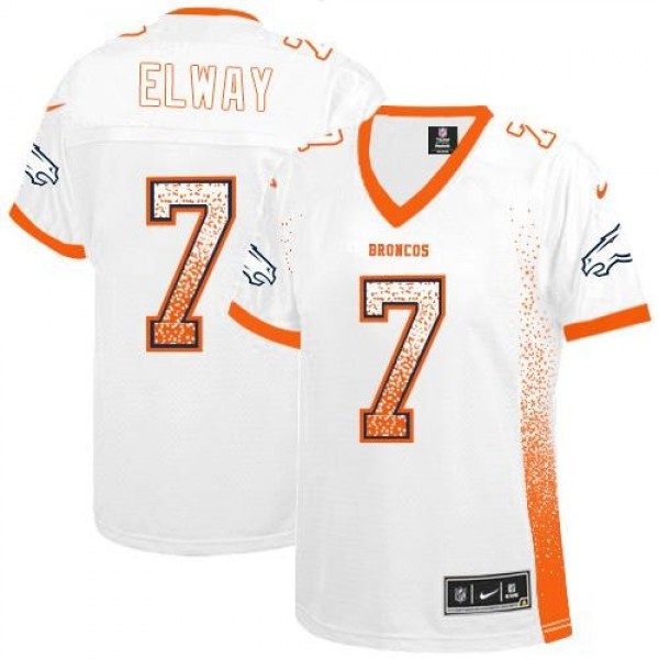 Women's Broncos #7 John Elway White Stitched NFL Elite Drift Jersey