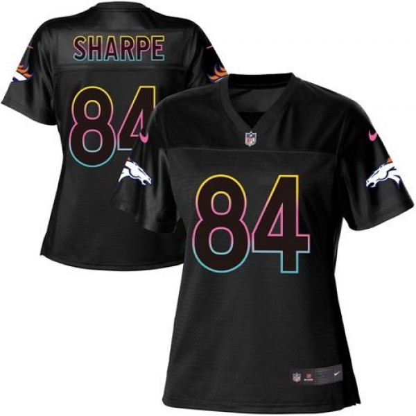 Women's Broncos #84 Shannon Sharpe Black NFL Game Jersey