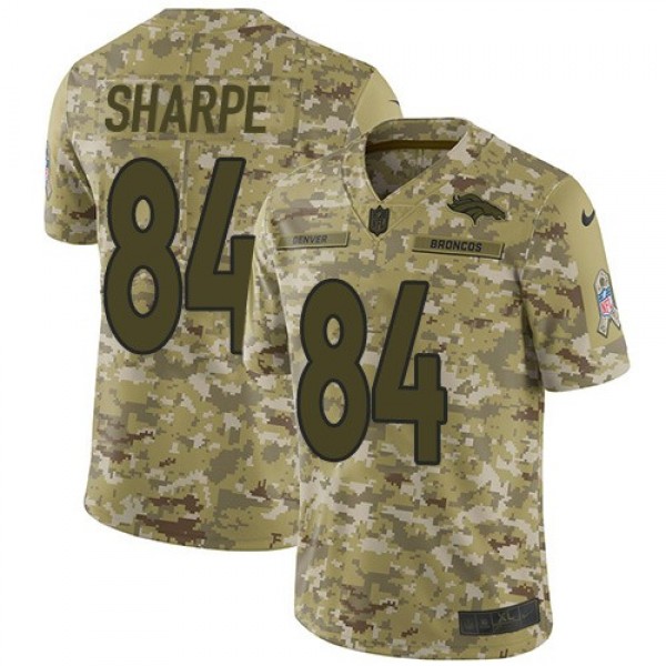 Nike Broncos #84 Shannon Sharpe Camo Men's Stitched NFL Limited 2018 Salute To Service Jersey