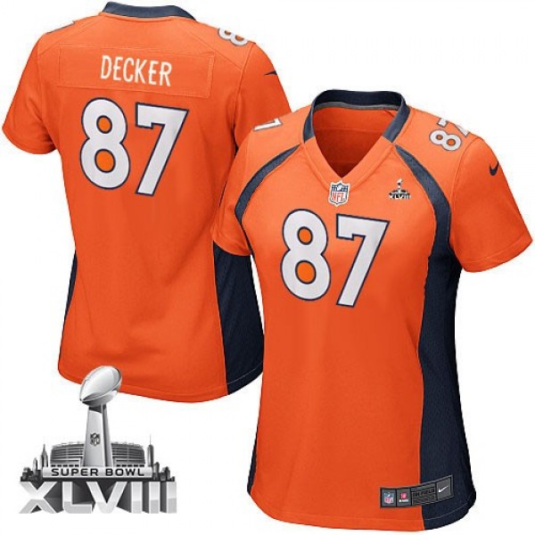 Women's Broncos #87 Eric Decker Orange Team Color Super Bowl XLVIII Stitched NFL Elite Jersey