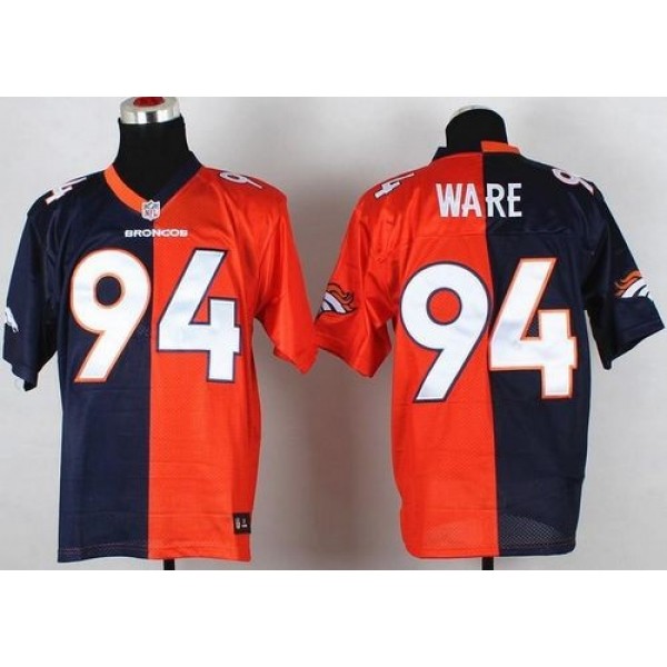 Nike Broncos #94 DeMarcus Ware Orange/Navy Blue Men's Stitched NFL Elite Split Jersey