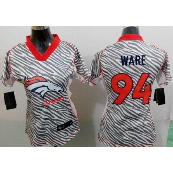 Women's Broncos #94 DeMarcus Ware Zebra Stitched NFL Elite Jersey