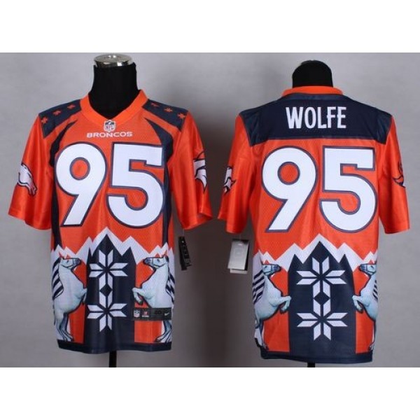 Nike Broncos #95 Derek Wolfe Orange Men's Stitched NFL Elite Noble Fashion Jersey