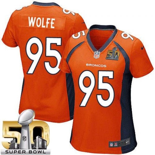 Women's Broncos #95 Derek Wolfe Orange Team Color Super Bowl 50 Stitched NFL New Elite Jersey