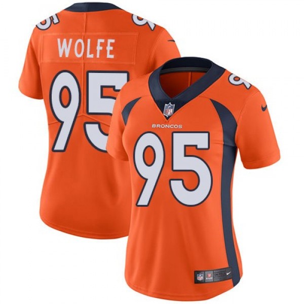 Women's Broncos #95 Derek Wolfe Orange Team Color Stitched NFL Vapor Untouchable Limited Jersey