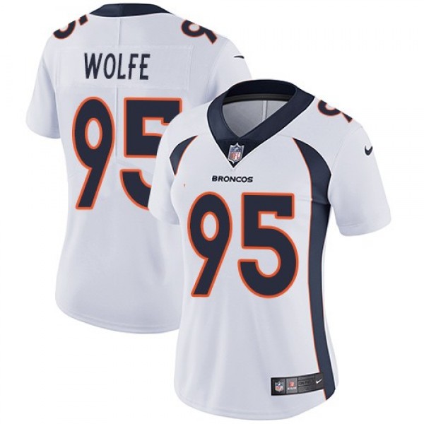 Women's Broncos #95 Derek Wolfe White Stitched NFL Vapor Untouchable Limited Jersey