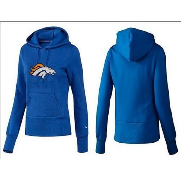 Women's Denver Broncos Logo Pullover Hoodie Blue Jersey