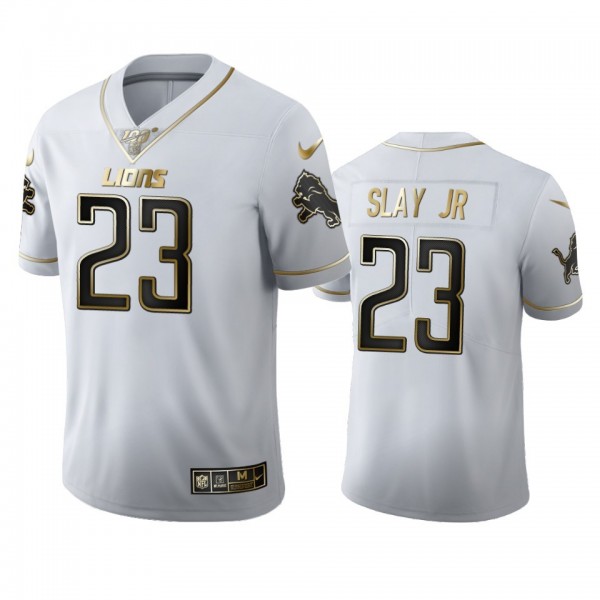 Detroit Lions #23 Darius Slay Jr Men's Nike White Golden Edition Vapor Limited NFL 100 Jersey