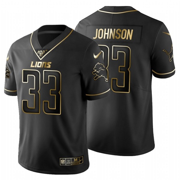 Detroit Lions #33 Kerryon Johnson Men's Nike Black Golden Limited NFL 100 Jersey