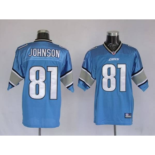 Lions #81 Calvin Johnson Blue Stitched NFL Jersey