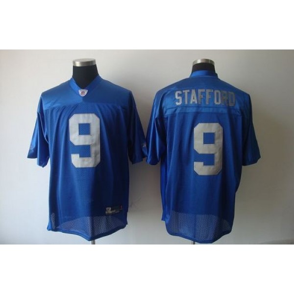 Lions #9 Matthew Stafford Blue Stitched Throwback NFL Jersey