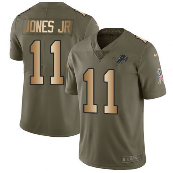 Nike Lions #11 Marvin Jones Jr Olive/Gold Men's Stitched NFL Limited 2017 Salute To Service Jersey