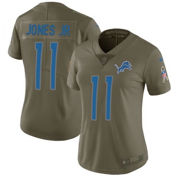 Women's Lions #11 Marvin Jones Jr Olive Stitched NFL Limited 2017 Salute to Service Jersey