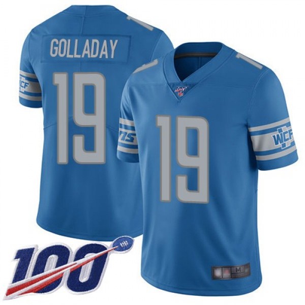 Nike Lions #19 Kenny Golladay Blue Team Color Men's Stitched NFL 100th Season Vapor Limited Jersey