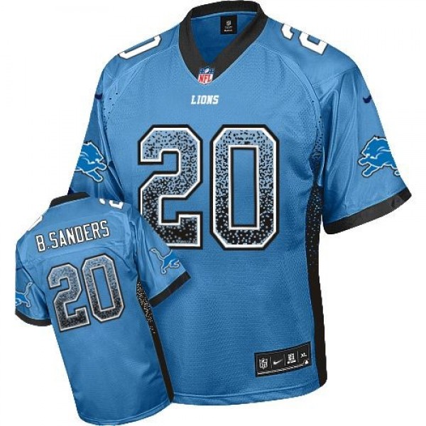 Nike Lions #20 Barry Sanders Blue Team Color Men's Stitched NFL Elite Drift Fashion Jersey