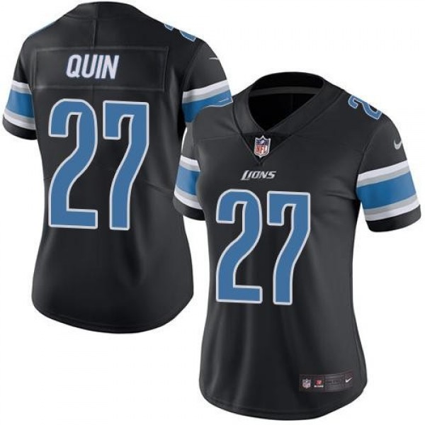 Women's Lions #27 Glover Quin Black Stitched NFL Limited Rush Jersey